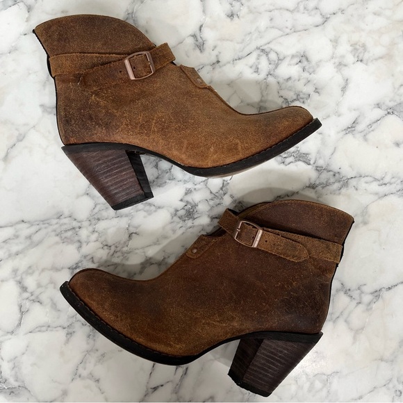 Durango waxed Nubuck suede block heel ankle boots distressed woman’s size 8 - Picture 5 of 10